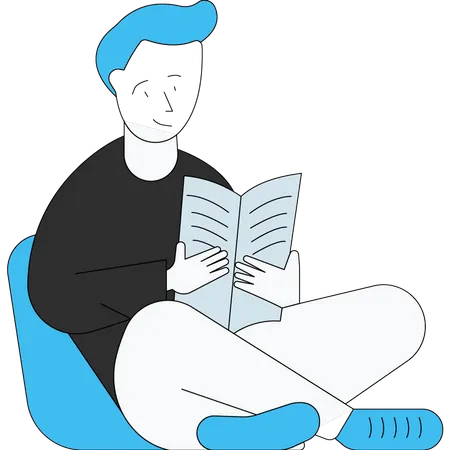 Boy reading paper  Illustration