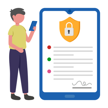 Boy reading Privacy Policies  Illustration