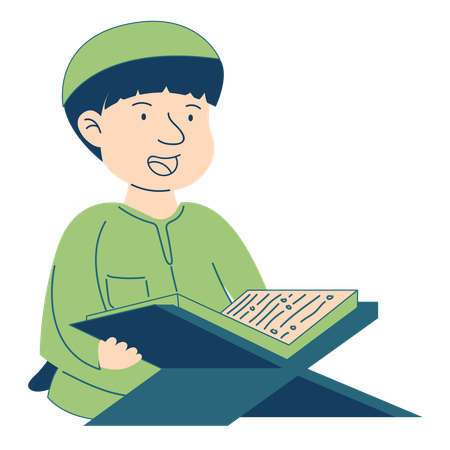Boy Reading Quran  Illustration