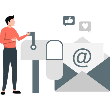 Boy receiving business email  Illustration