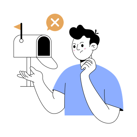 Boy receiving no email  Illustration
