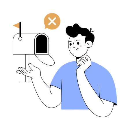 Boy receiving no email  Illustration