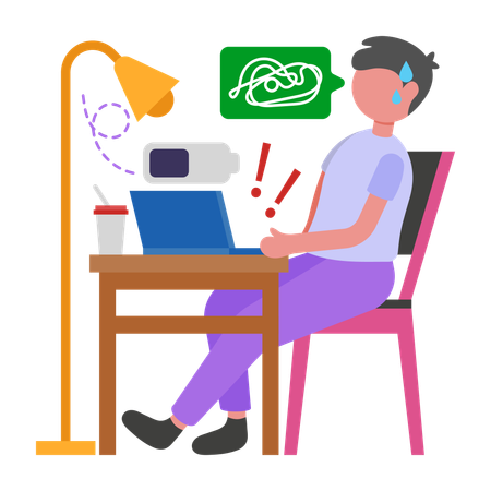 Boy Recharge as tired employee  Illustration