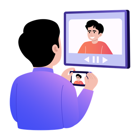 Boy recording online lecture  Illustration
