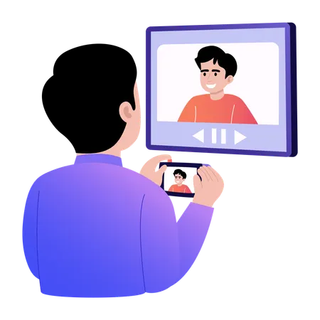 Boy recording online lecture  Illustration