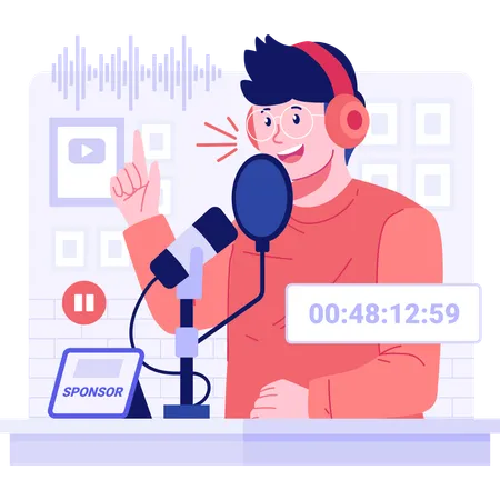 Podcast Vector Character Illustration イラスト