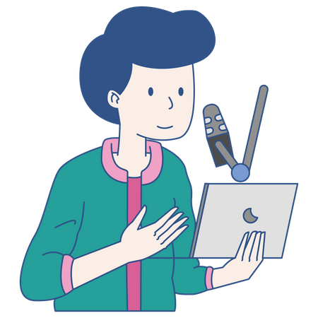 Boy Recording Podcast  Illustration