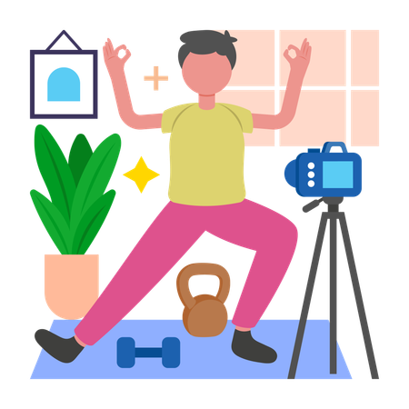 Boy recording Work Out Session  Illustration