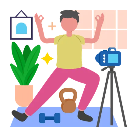 Boy recording Work Out Session  Illustration