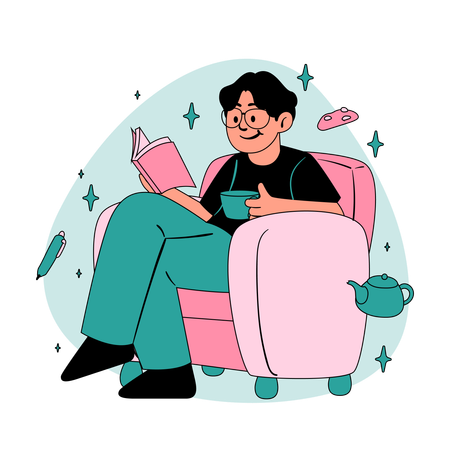 Boy relaxing at home  Illustration