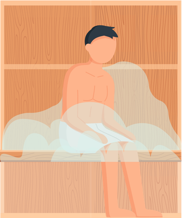 Boy relaxing in spa  Illustration