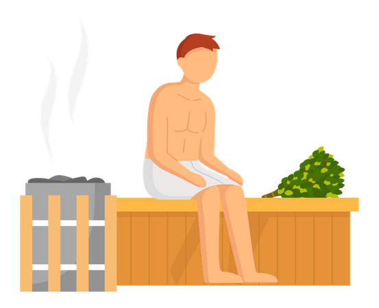 Boy relaxing in spa Illustration