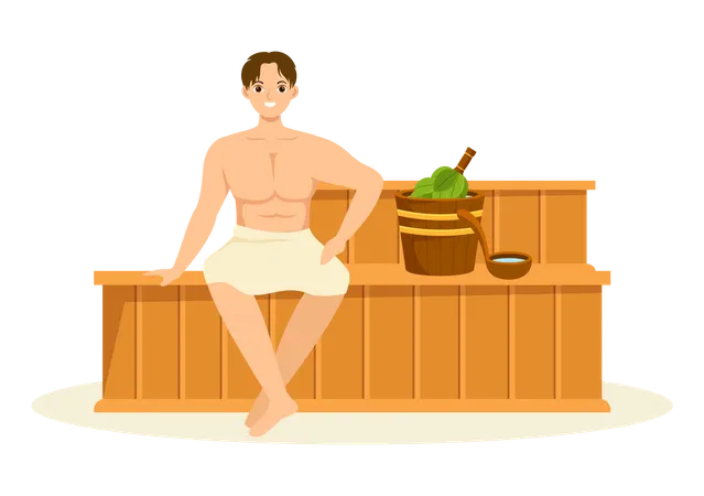 Boy relaxing in spa  Illustration