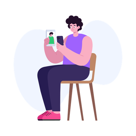 Boy Relaxing with a Coffee  Illustration