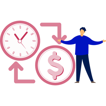 Boy replacing time from money  Illustration