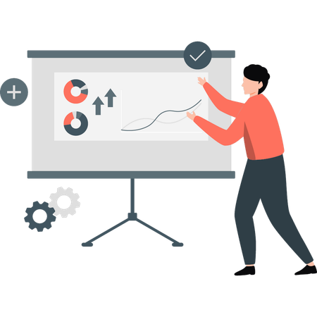 Boy representing analytic chart  Illustration