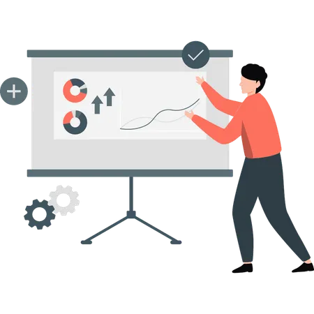 Boy representing analytic chart  Illustration