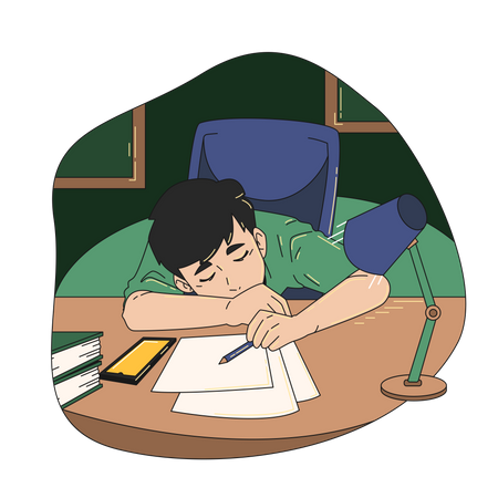 Boy Rest after study  Illustration