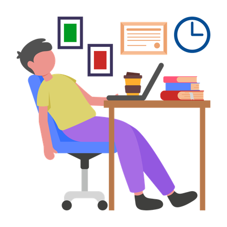 Boy resting in office  Illustration