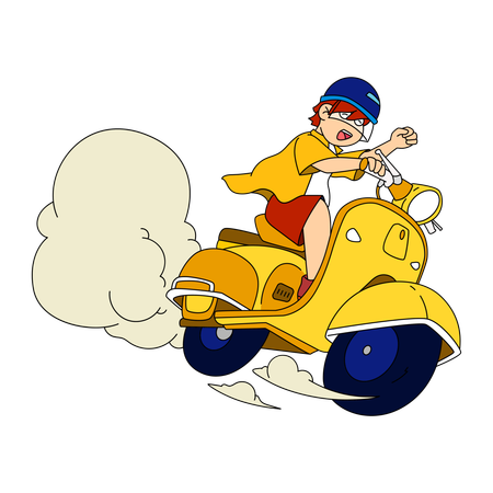 Boy riding a scooter  Illustration