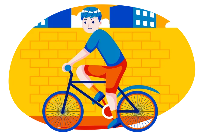 Boy riding bicycle Illustration