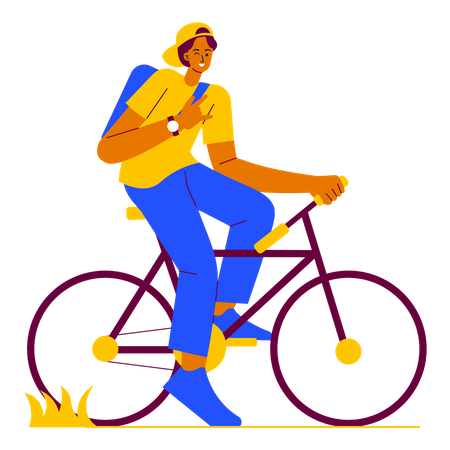 Boy Riding Bicycle Illustration