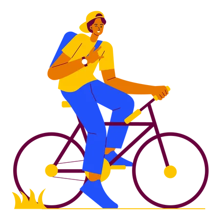 Boy Riding Bicycle Illustration