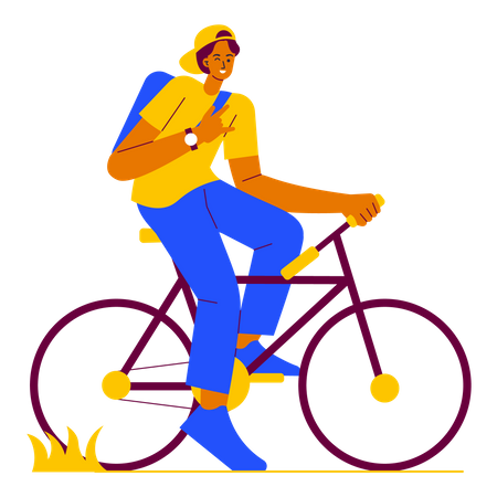 Boy Riding Bicycle  Illustration