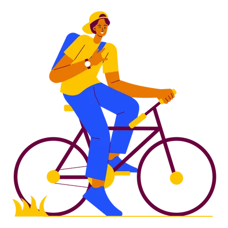 Boy Riding Bicycle  Illustration