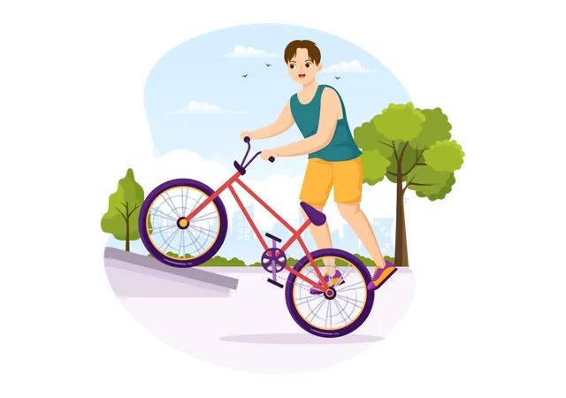 Boy riding BMX bicycle  Illustration