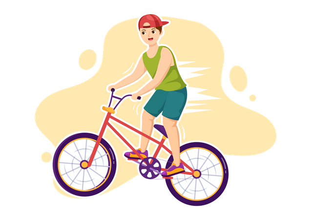 Boy riding BMX sport bicycle  Illustration