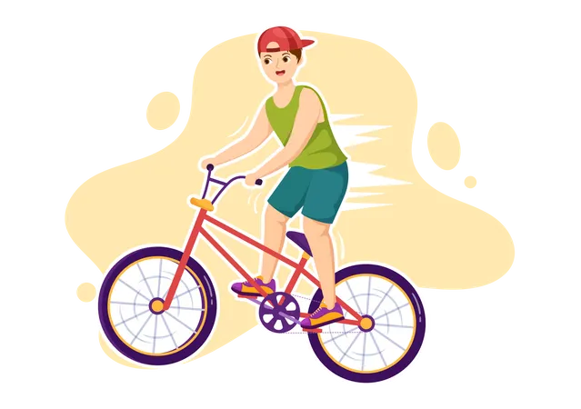 Boy riding BMX sport bicycle  Illustration