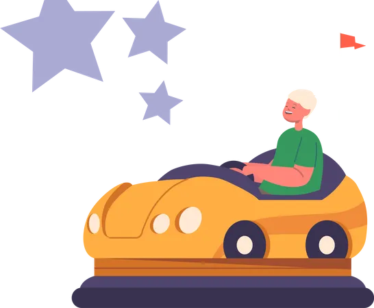 Boy riding Bumper Car  Illustration