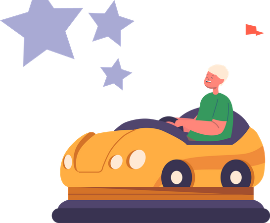 Boy riding Bumper Car  Illustration