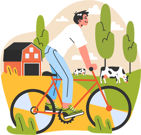 Boy riding cycle  Illustration