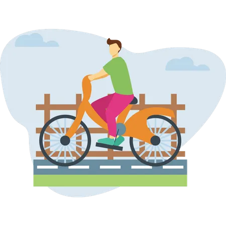 Boy riding cycle  Illustration
