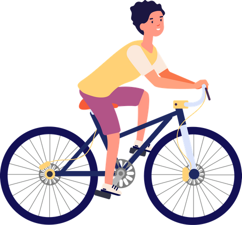 Boy riding cycle Illustration