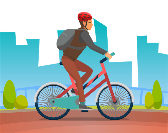 Boy riding cycle Illustration