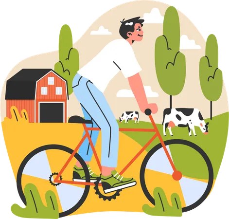 Boy riding cycle  Illustration