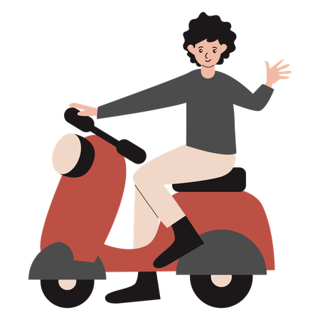 Boy Riding Electric Motorcycle  イラスト