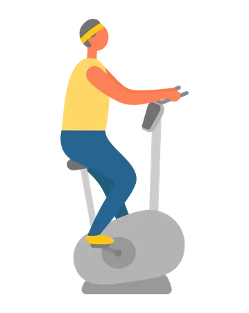 Boy riding gym cycle  Illustration