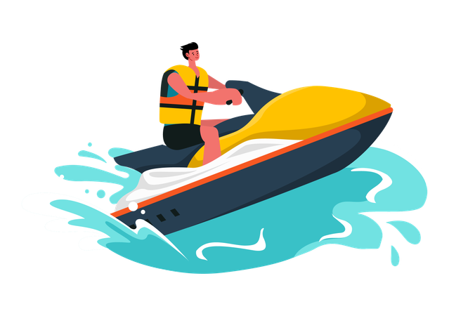 Boy riding Jet Ski  Illustration