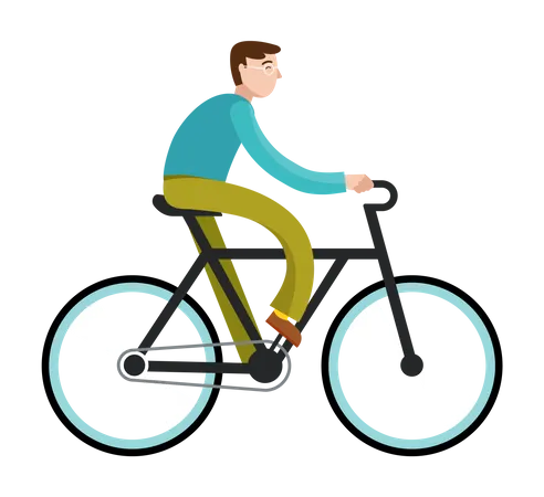 Boy riding on bicycle Illustration
