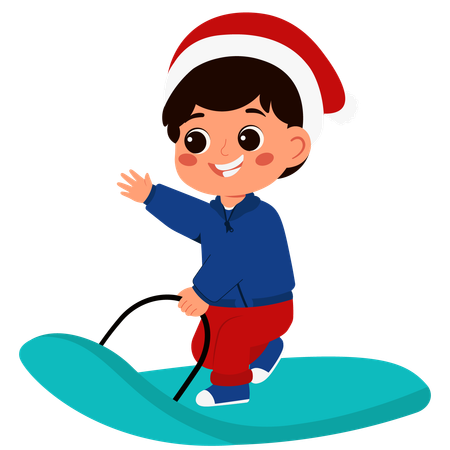 Boy riding on ski board  Illustration