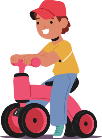 Boy Riding Push Bike  Illustration