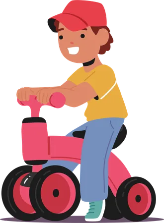 Boy Riding Push Bike  Illustration