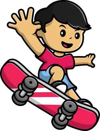 Boy riding skateboard  イラスト