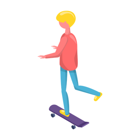 Boy riding skateboard  Illustration