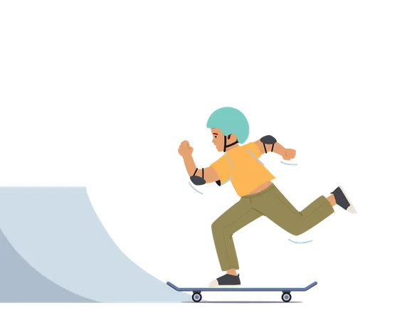 Boy Riding Skateboard in Skate Park  Illustration