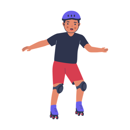 Boy riding skatinng  イラスト